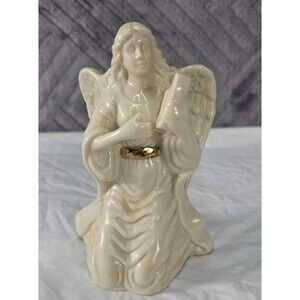 Lenox Fine Porcelain China Angel Playing Lyre (Harp) w/Gold Belt - Excellent